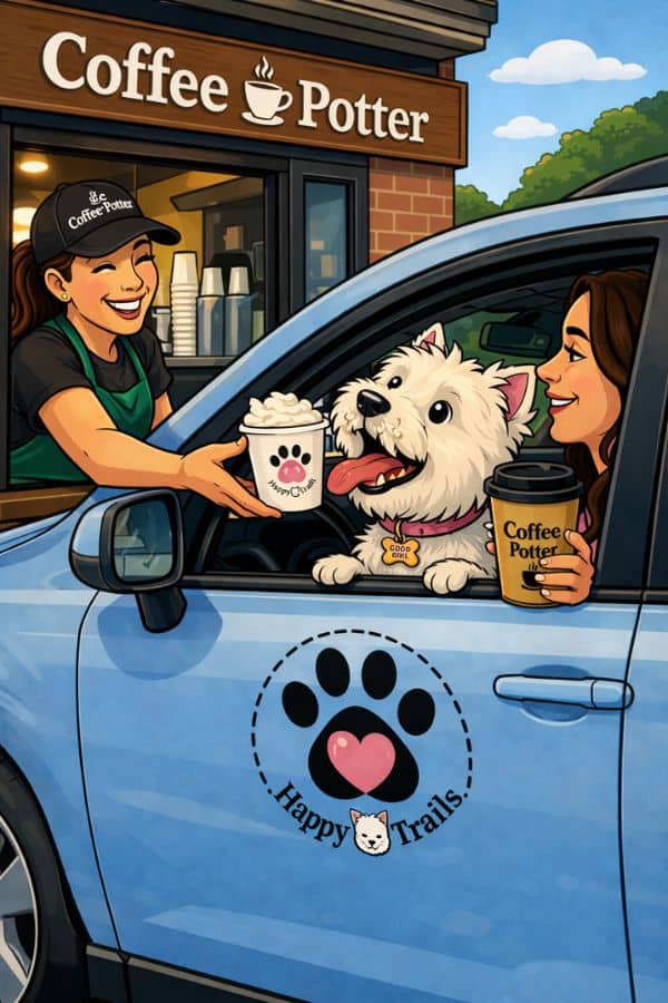 Grab a coffee and your pup a Pup-Cup. Your dog gets a free walk.